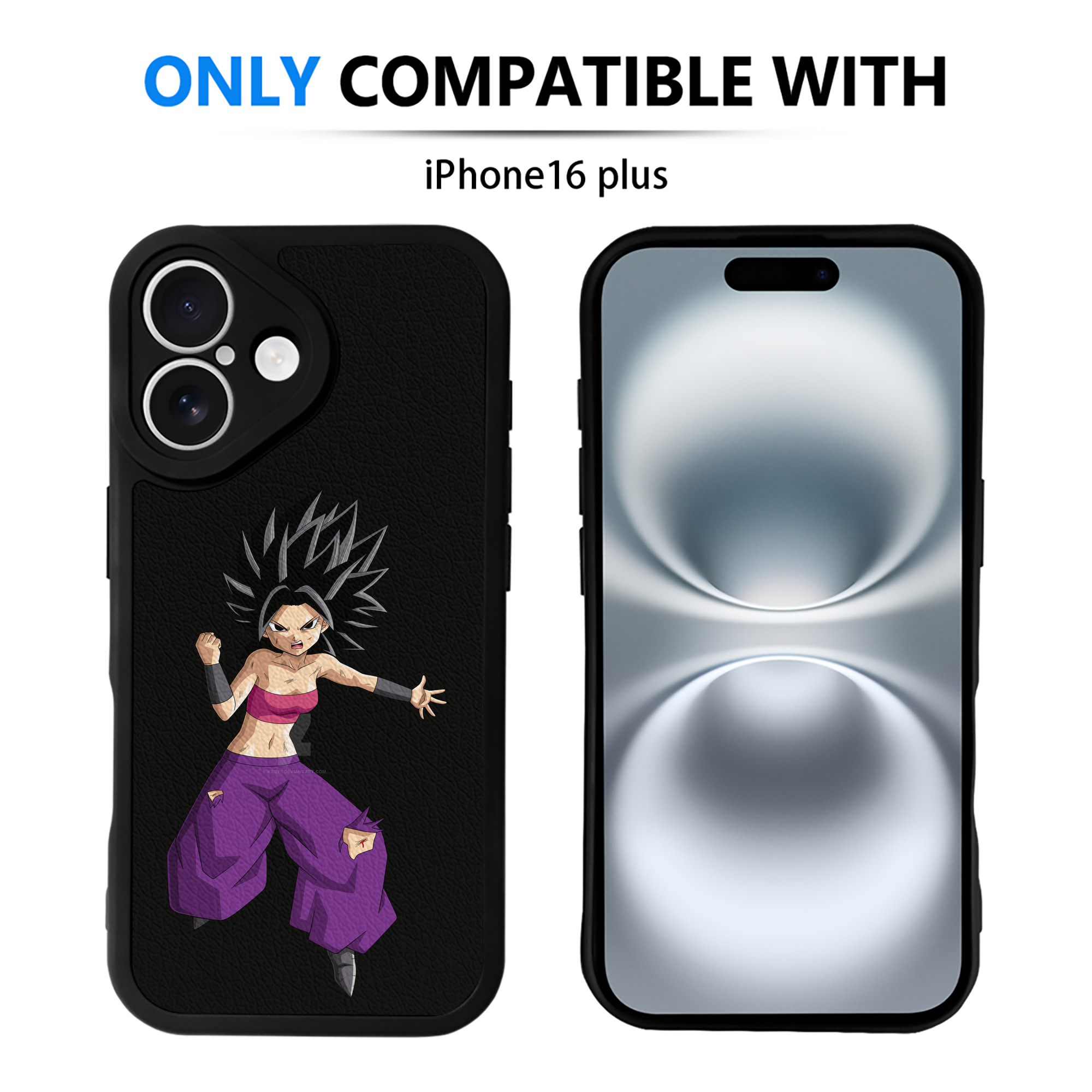 （画像用） ドラゴンボール カリフラ DRAGON BALL Caulifla 【iPhone 16シリーズ対応】シリコンスマホケース（レザー調） 材質：シリコン